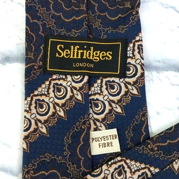 Vintage Selfridges London Wide Poly Tie - Picture 4 of 4